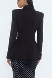 Black 2 Piece Mermaid Peaked Lapel Work Dress