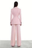 Pink Peak Lapel One Button 2 Piece Women's Work Suits
