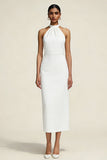 Halter Sheath Satin Little White Dress