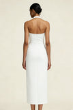 Halter Sheath Satin Little White Dress