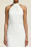 Halter Sheath Satin Little White Dress