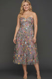 Floral Mauve Sweetheart A Line Embroidered Prom Dress
