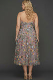 Floral Mauve Sweetheart A Line Embroidered Prom Dress