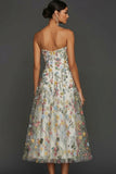 Floral Mauve Sweetheart A Line Embroidered Prom Dress