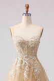 Sage Green A-Line Beaded Long Tulle Prom Dress with Embroidery