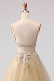 Sage Green A-Line Beaded Long Tulle Prom Dress with Embroidery
