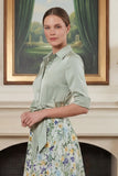 Sage Green Printed A Line Mother of the Bride Dress with Sleeve