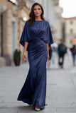 Burgundy Chiffon Mermaid Ruched Mother of the Bride Dress with Sleeve