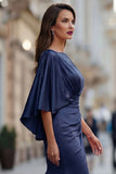 Burgundy Chiffon Mermaid Ruched Mother of the Bride Dress with Sleeve