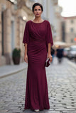 Black Mermaid Round Neck Mother of the Bride Dress with Half Sleeve