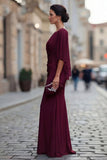 Black Mermaid Round Neck Mother of the Bride Dress with Half Sleeve