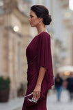 Black Mermaid Round Neck Mother of the Bride Dress with Half Sleeve
