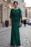Black Mermaid Round Neck Mother of the Bride Dress with Half Sleeve