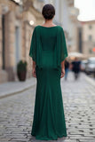 Black Mermaid Round Neck Mother of the Bride Dress with Half Sleeve