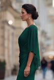 Black Mermaid Round Neck Mother of the Bride Dress with Half Sleeve