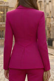 Fuchsia Peak Lapel 2 Piece Slim Fit Women's Business Suits