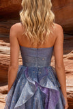 Dusty Blue Sweetheart A-Line Homecoming Dress with Ruffles