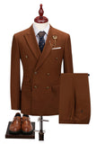 2-piece Black Peaked Lapel Double Breasted Men's Suits