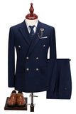 2-piece Black Peaked Lapel Double Breasted Men's Suits