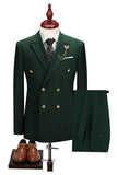 2-piece Black Peaked Lapel Double Breasted Men's Suits