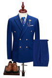 2-piece Black Peaked Lapel Double Breasted Men's Suits