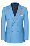 2-piece Black Peaked Lapel Double Breasted Men's Suits
