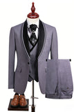 Blue 3 Piece One Button Shawl Lapel Men's Prom Suits