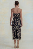 Sparkly Flower Appliqued Green Strapless Sheath Midi Dress
