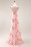 Yellow Sheath Floral Embroidery Long Prom Dress with Ruffle Slit