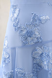 Yellow A-Line Spaghetti Straps Tiered Long Prom Dress with Floral Embroidery