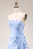 Yellow A-Line Spaghetti Straps Tiered Long Prom Dress with Floral Embroidery