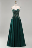 Sweetheart A Line Dark Green Long Mother of the Bride Dress with Appliques