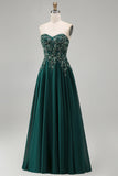 Sweetheart A Line Dark Green Long Mother of the Bride Dress with Appliques