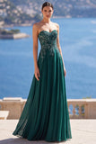 Sweetheart A Line Dark Green Long Mother of the Bride Dress with Appliques