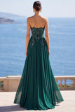 Sweetheart A Line Dark Green Long Mother of the Bride Dress with Appliques