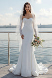 Ivory Off the Shoulder Mermaid Sweep Train Wedding Dress with Lace
