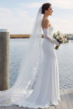 Ivory Sweetheart Mermaid Sweep Train Wedding Dress with Lace