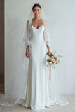Ivory Spaghetti Straps Mermaid Sweep Train Wedding Dress with Lace