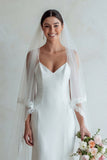 Ivory Spaghetti Straps Mermaid Sweep Train Wedding Dress with Lace