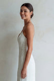 Ivory Spaghetti Straps Mermaid Sweep Train Wedding Dress with Lace