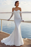 Ivory Mermaid Sweetheart Chiffon Ruched Long Wedding Dress