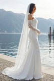 Ivory Chiffon Mermaid Lace Appliqued Sweetheart Long Wedding Dress