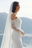 Ivory Chiffon Mermaid Lace Appliqued Sweetheart Long Wedding Dress