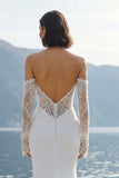 Ivory Chiffon Mermaid Lace Appliqued Sweetheart Long Wedding Dress