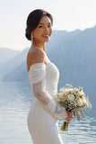 Ivory Mermaid Lace Sweetheart Chiffon Long Wedding Dress