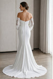 Ivory Mermaid Sweetheart Appliqued Long Lace Wedding Dress
