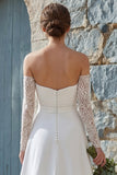 Ivory A-Line Strapless Long Chiffon Wedding Dress with Slit
