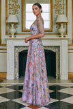Green Flower A Line Embroidered 3/4 Sleeves Long Mother of the Bride Dress