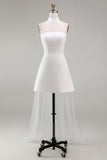 A-Line Mini Halter Neck Little White Dress with Sleeveless