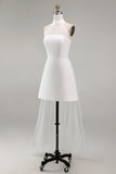 A-Line Mini Halter Neck Little White Dress with Sleeveless